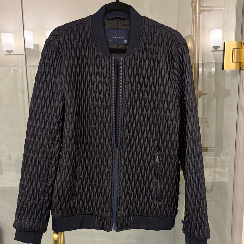 Zara Black Quilted Bomber Jacket